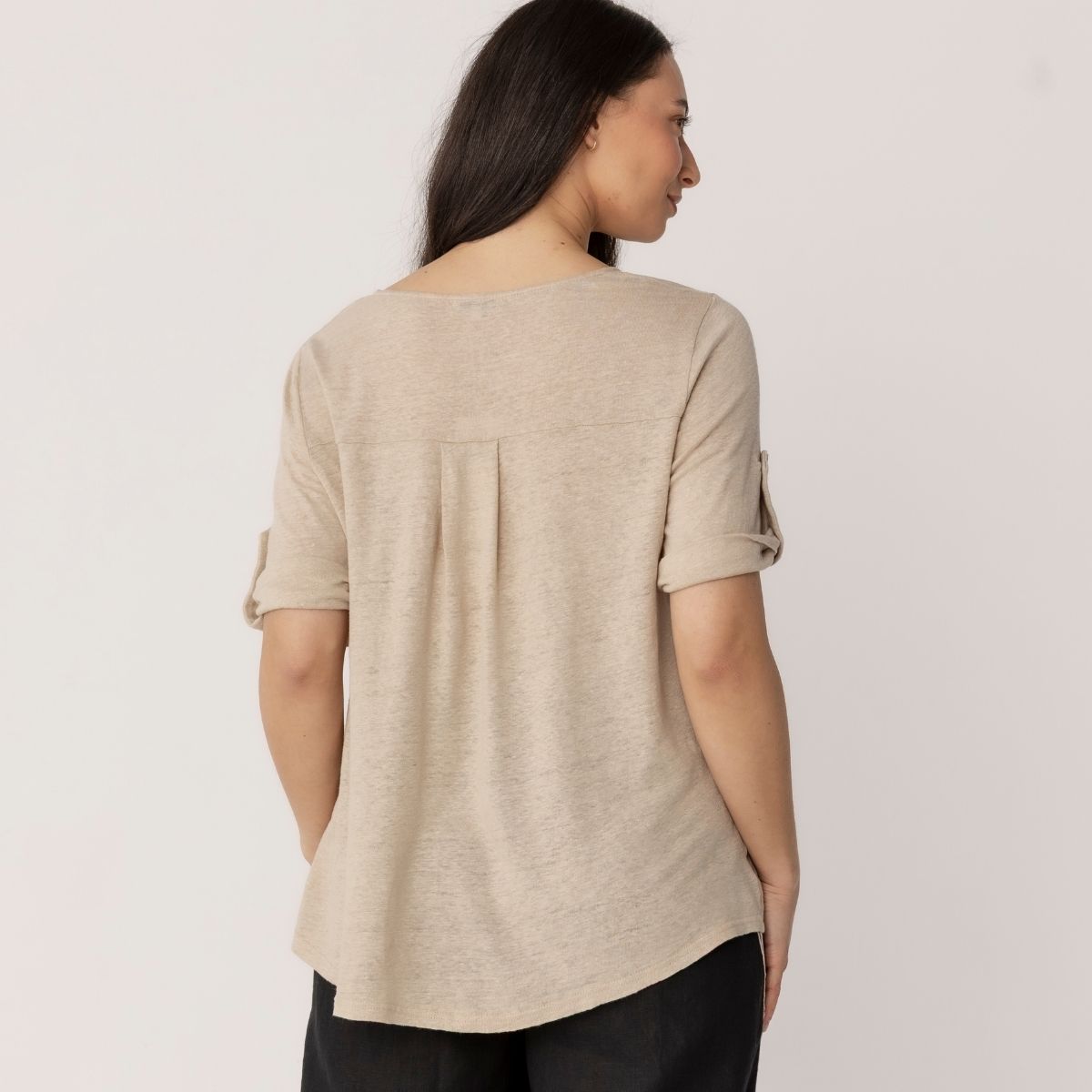 100% Linen Spliced Linen T Shirt