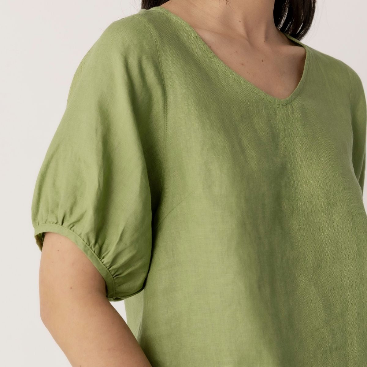 100% Linen V Neck Swing Top