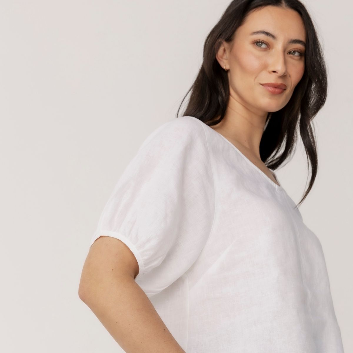 100% Linen V Neck Swing Top