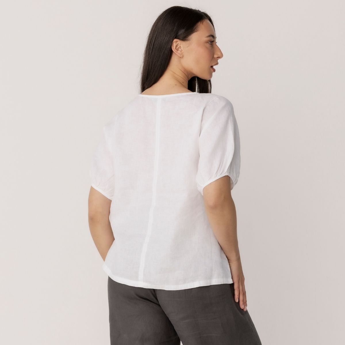 100% Linen V Neck Swing Top