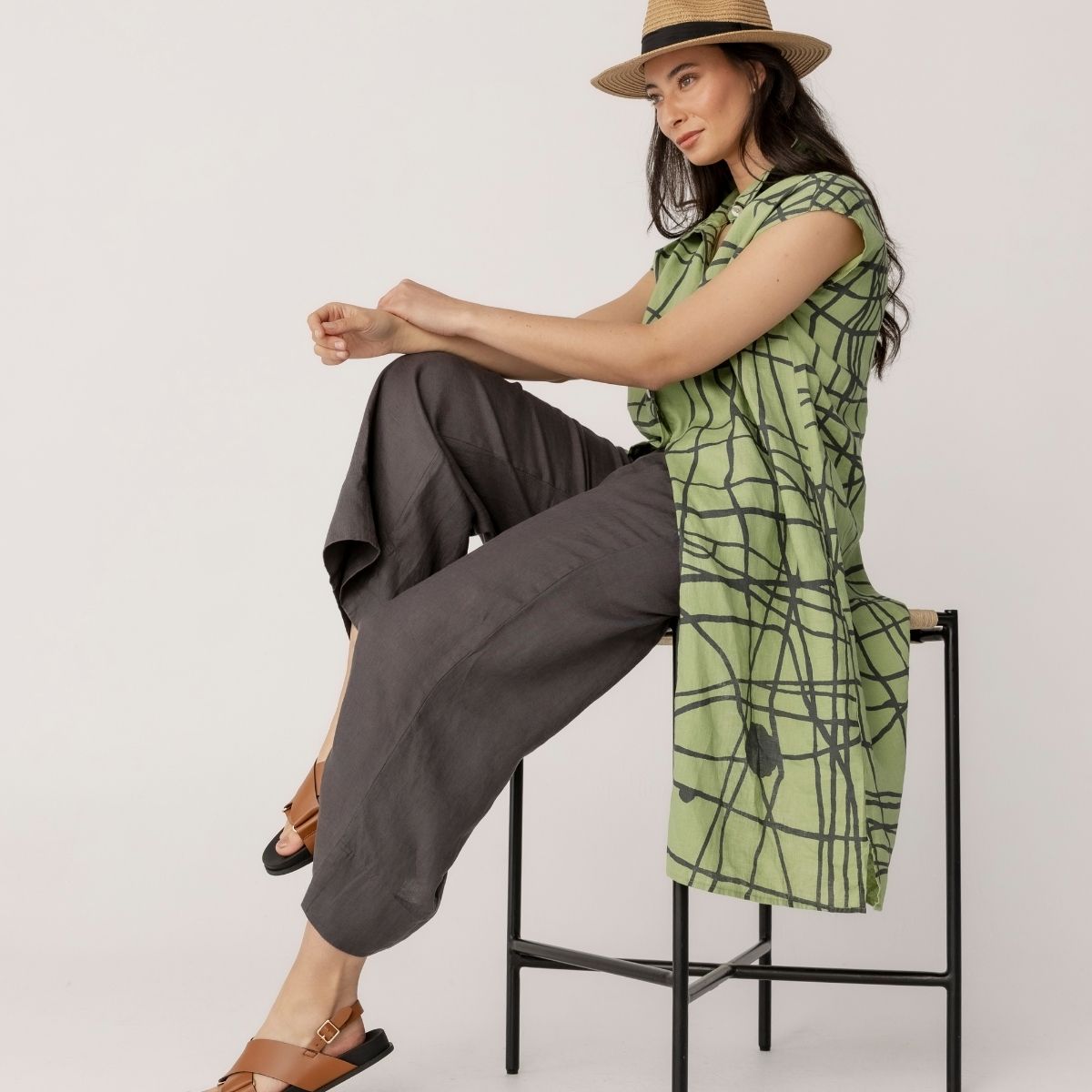 100% Linen Extended Sleeve Dress
