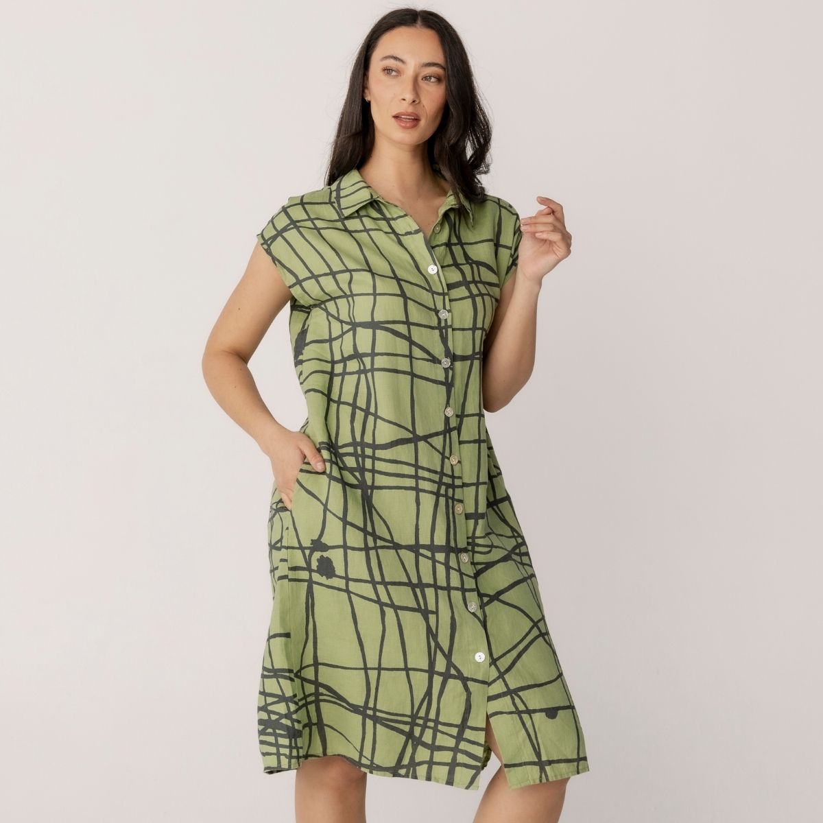 100% Linen Extended Sleeve Dress