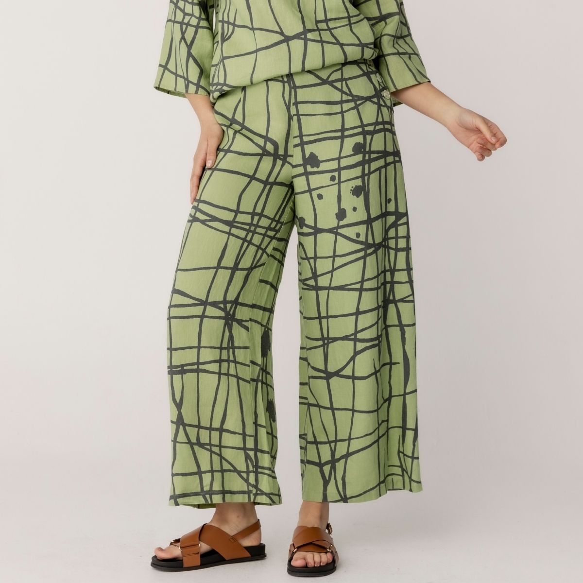 100% Linen Printed Palazzo Pants