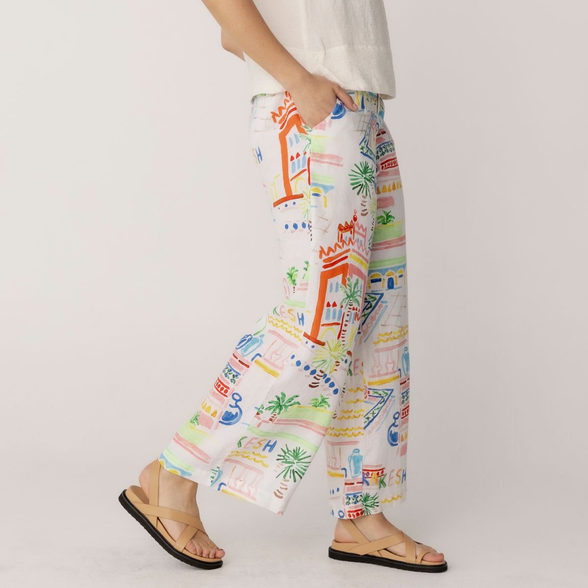 100% Linen High Waisted Wide Leg Pants