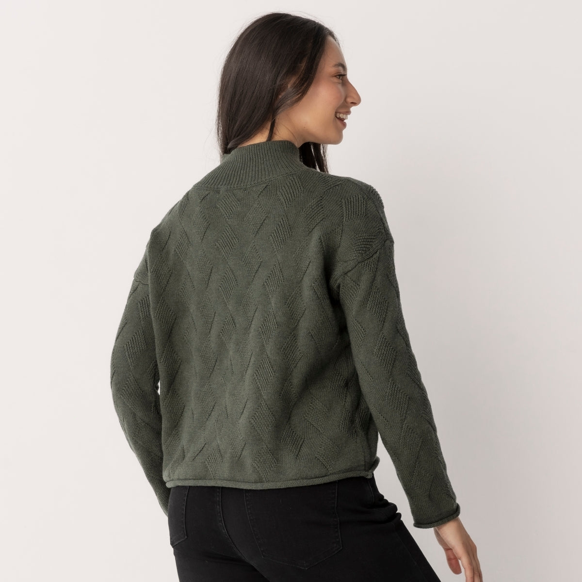 Wool Cotton Chevron Cable Jumper