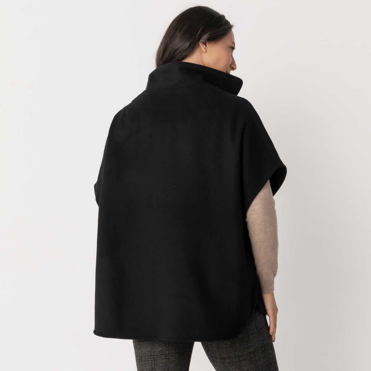 Wool Cashmere Blend Button Through Cape