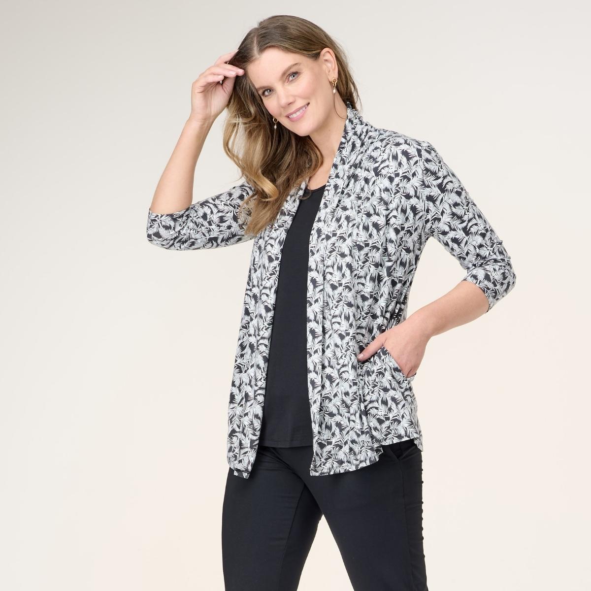 Bamboo Printed Waterfall Cardigan