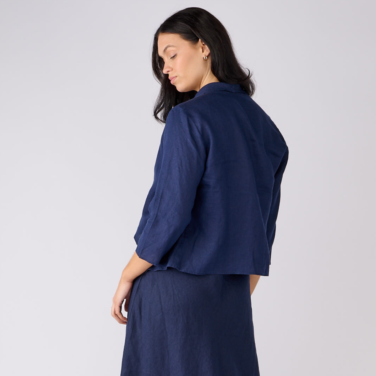 Open 3/4 Sleeve Linen Jacket