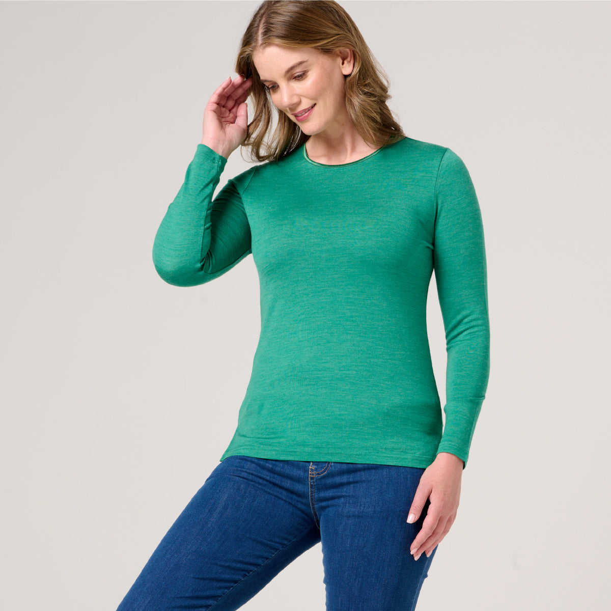 Emily Long Sleeve Merino Wool Crew Neck Top