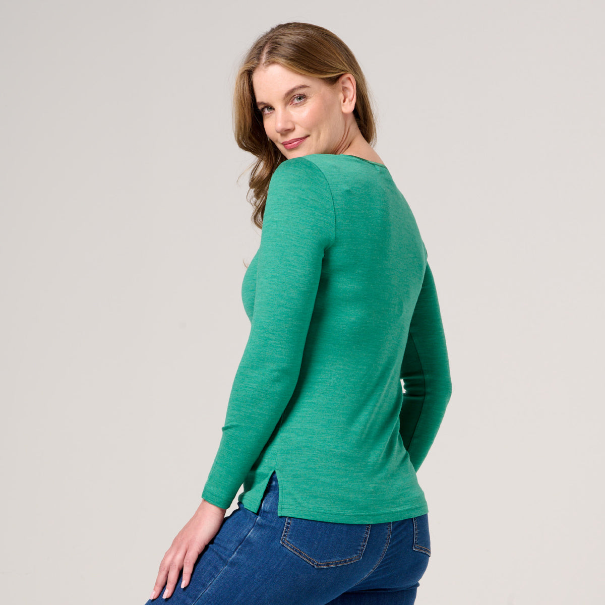 Emily Long Sleeve Merino Wool Crew Neck Top