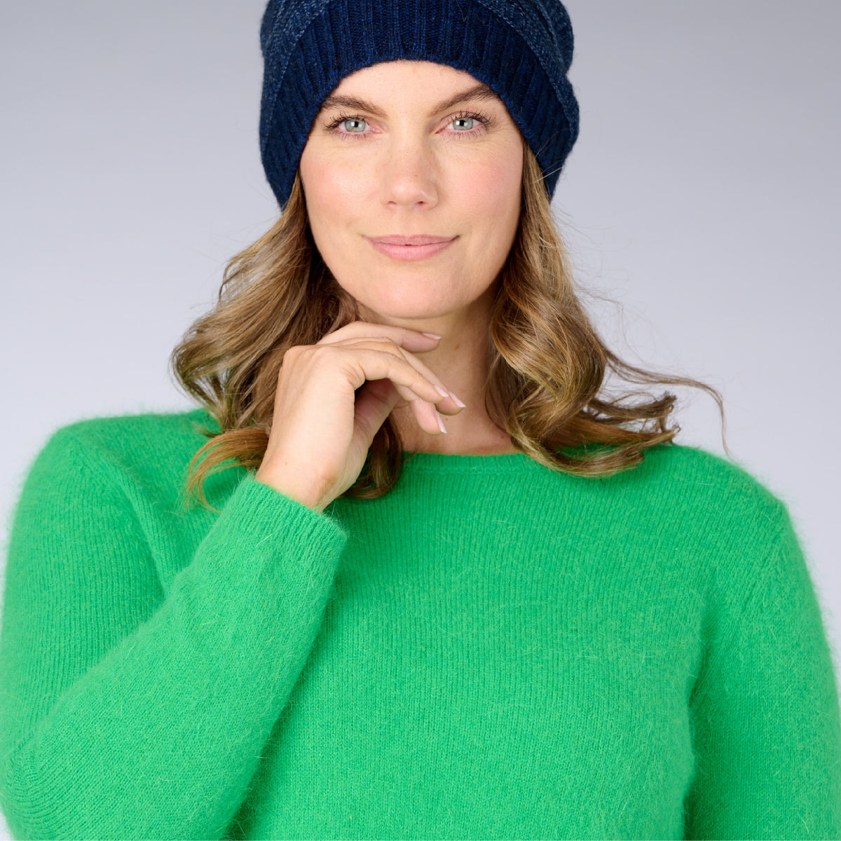 Angora Blend Crew Neck Sweater