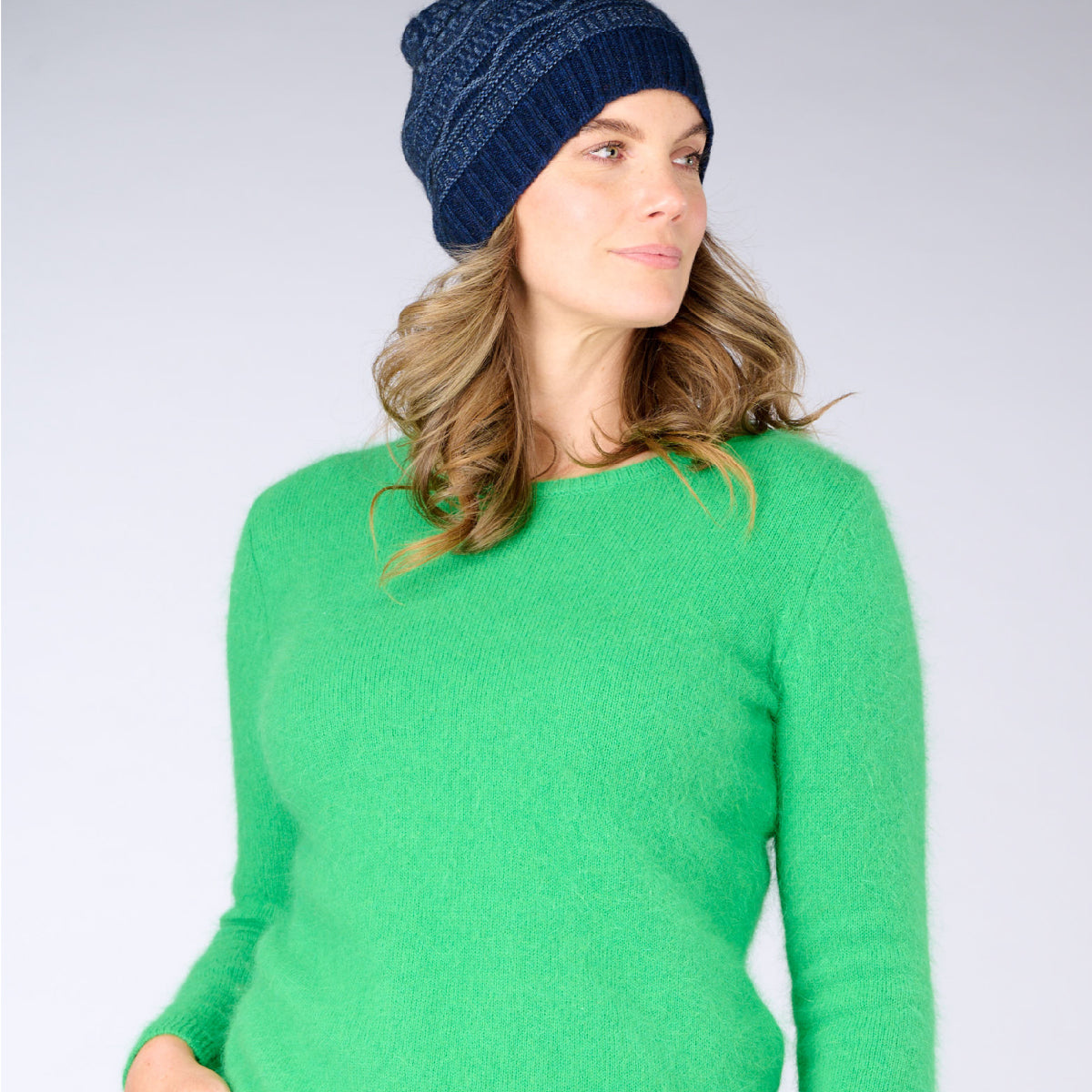 Angora Blend Crew Neck Sweater