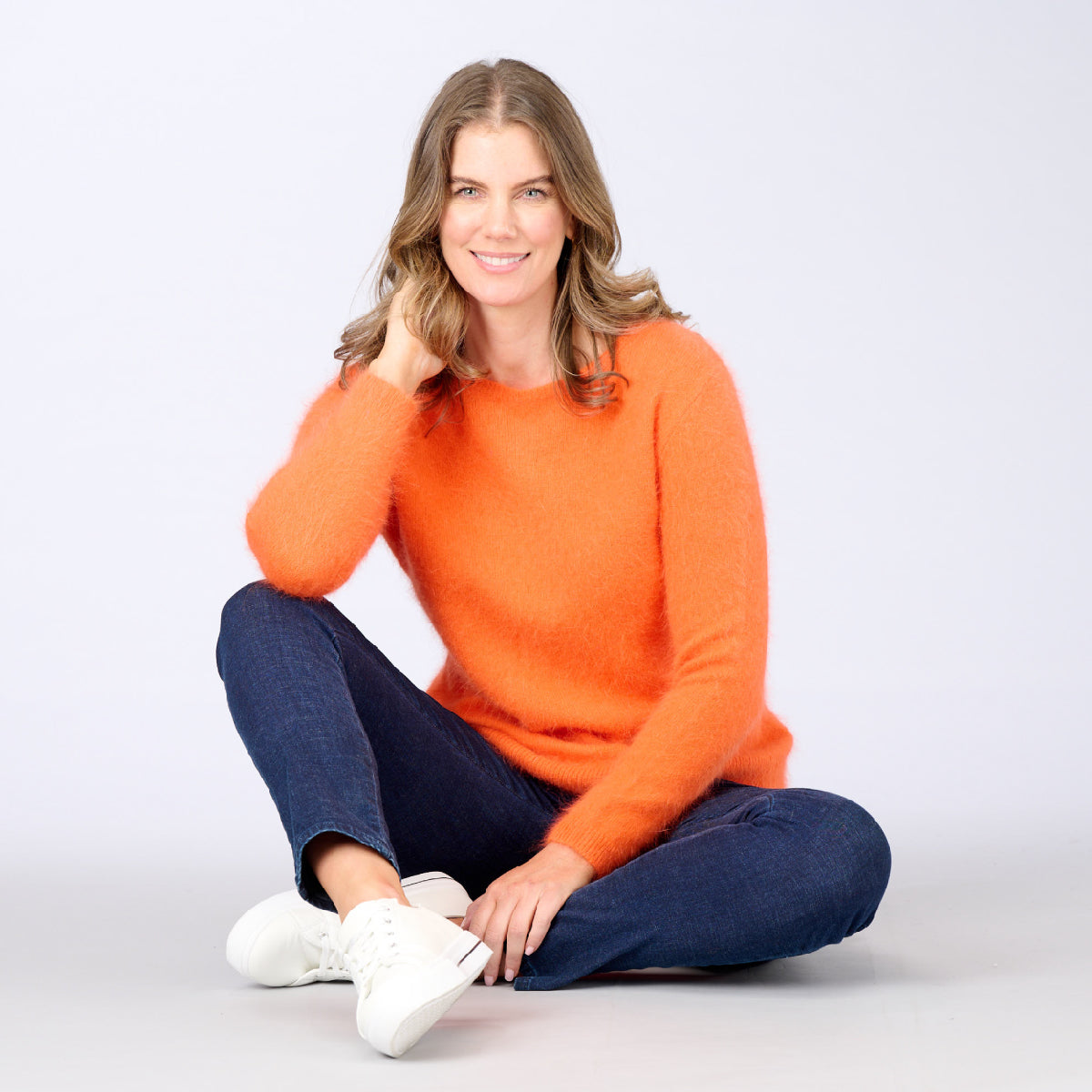 Angora Blend Crew Neck Sweater