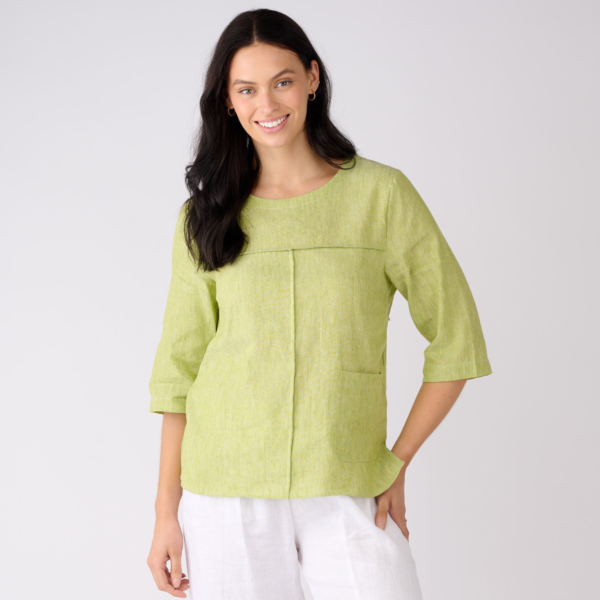 Linen Cotton Seam Detail Top