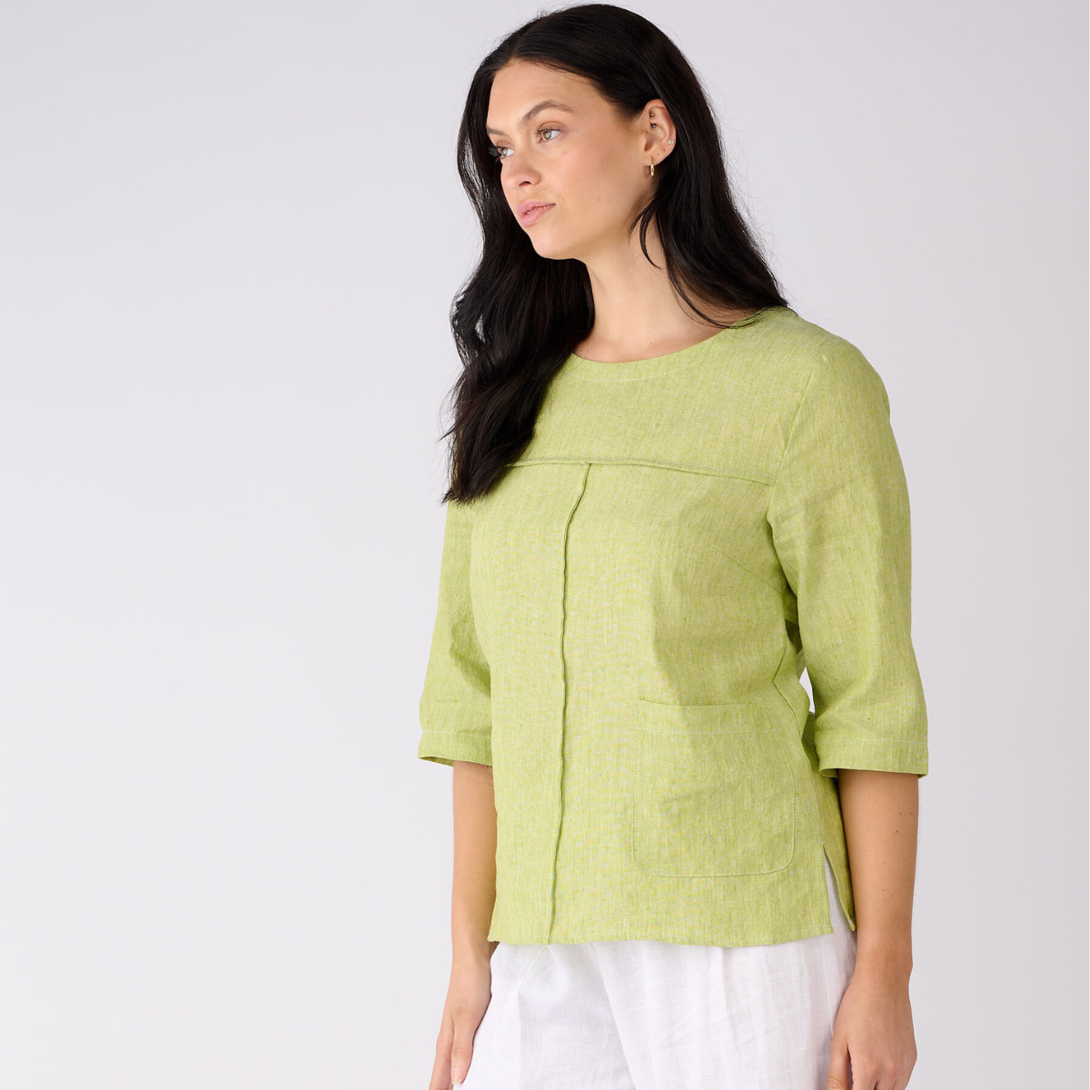 Linen Cotton Seam Detail Top