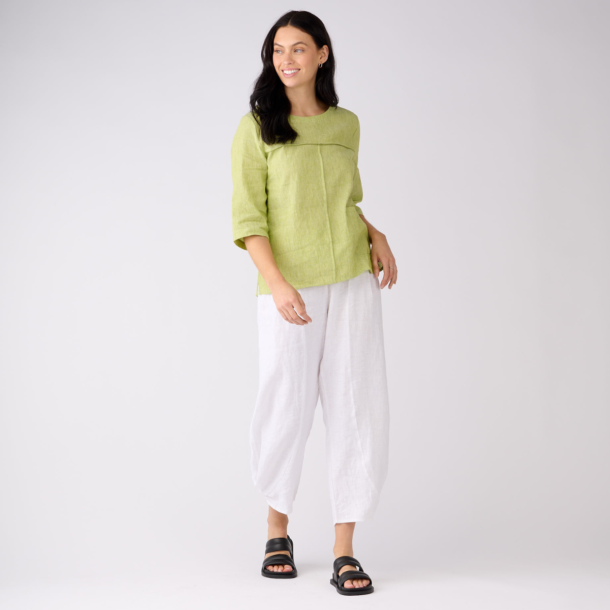 Linen Cotton Seam Detail Top
