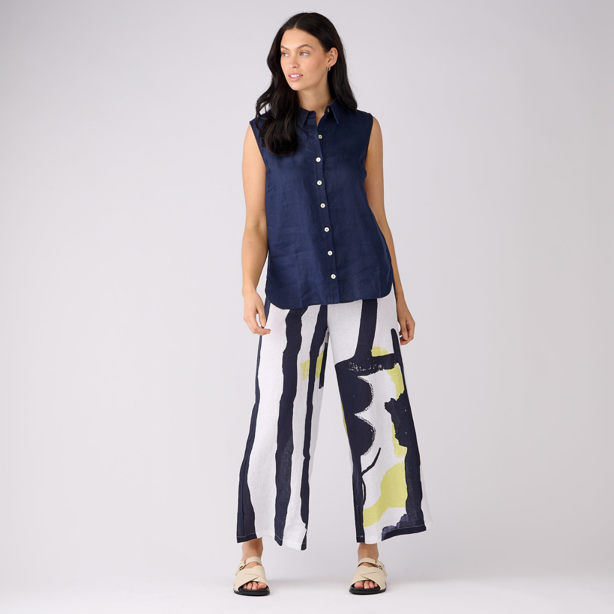 Linen Printed Palazzo Pants