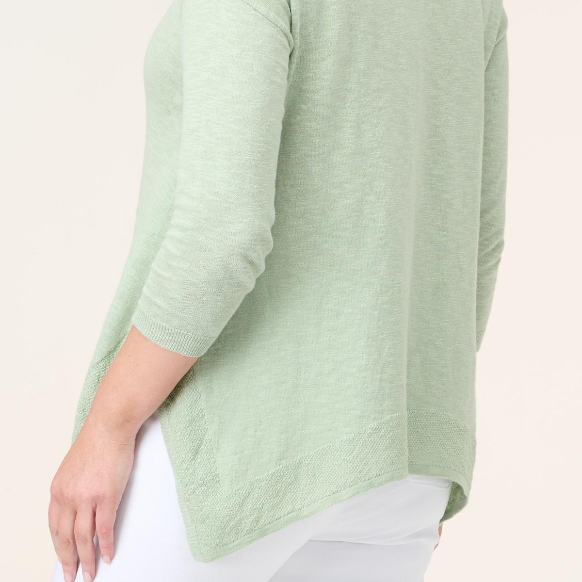 Cotton Linen Oversized Ribbed Cardigan With Lace Detail