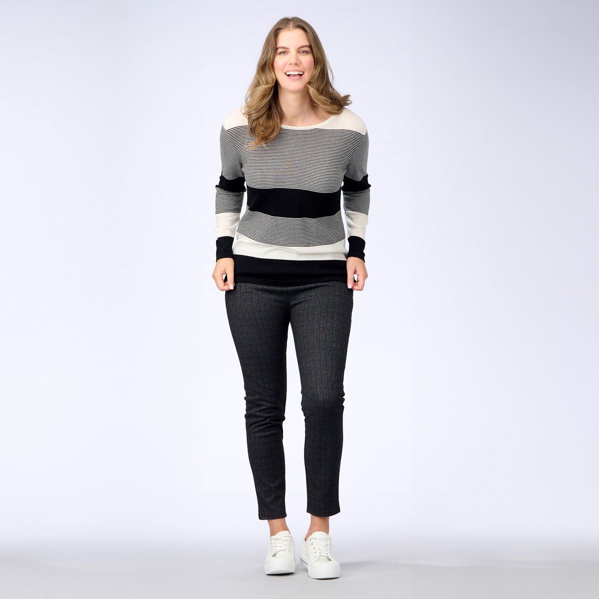 Merino Wool Mixed Stripe Sweater