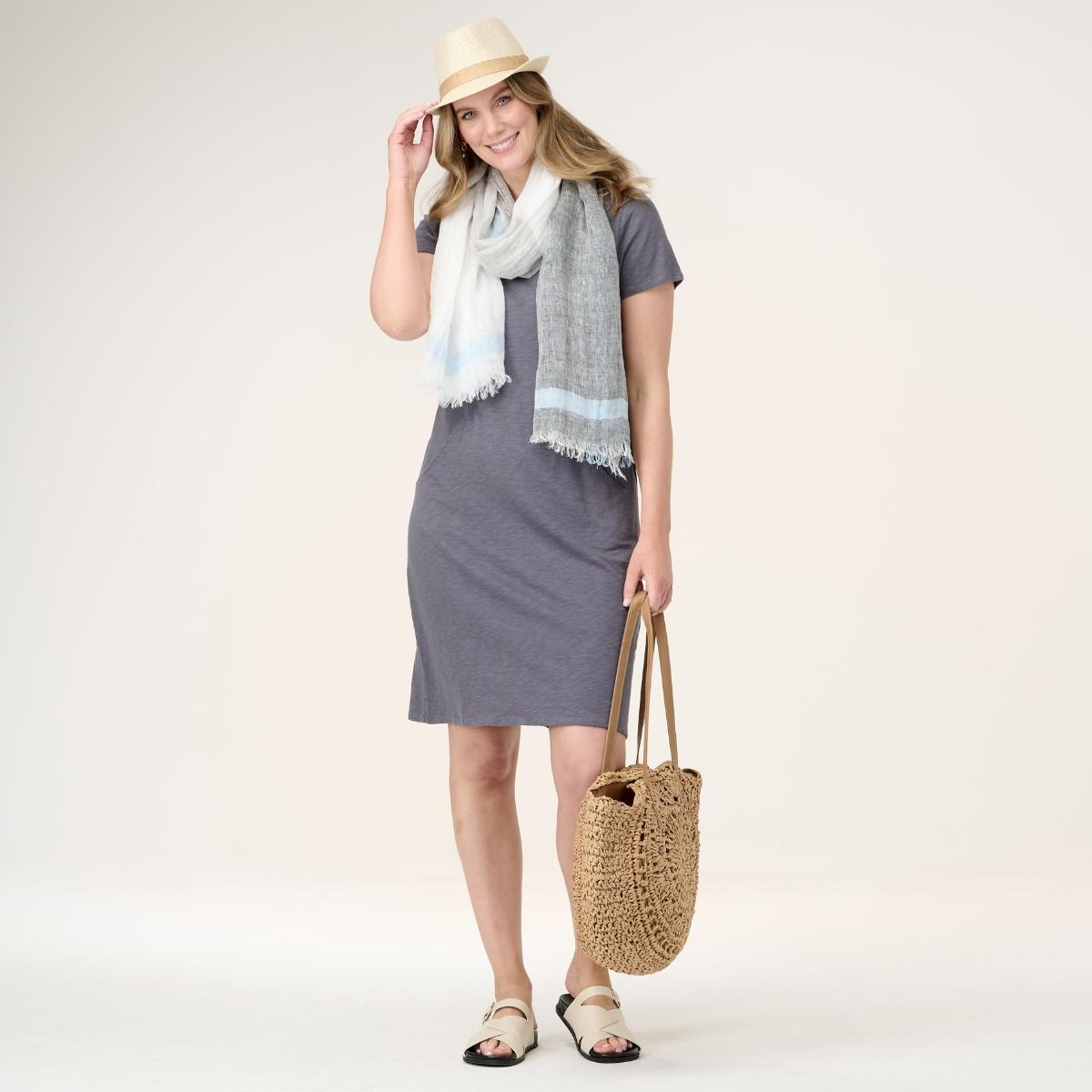 Short Sleeve Cotton Slub Dress