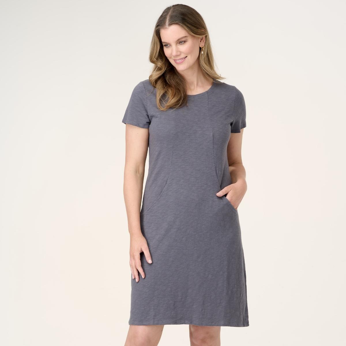 Short Sleeve Cotton Slub Dress