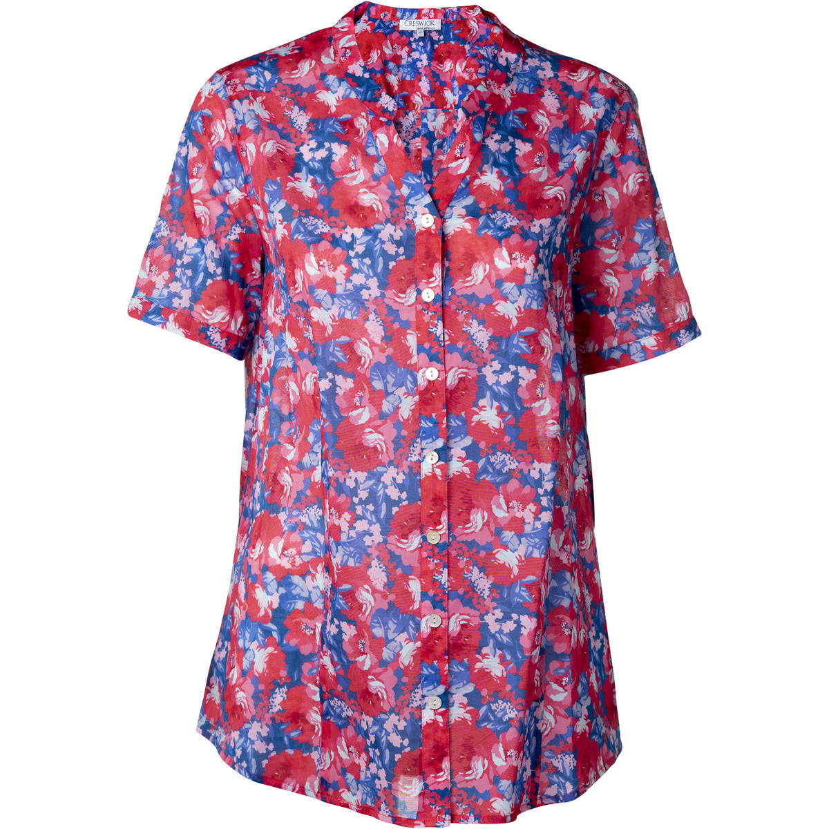 Cotton Voile Short Sleeve Shirt Rose Red