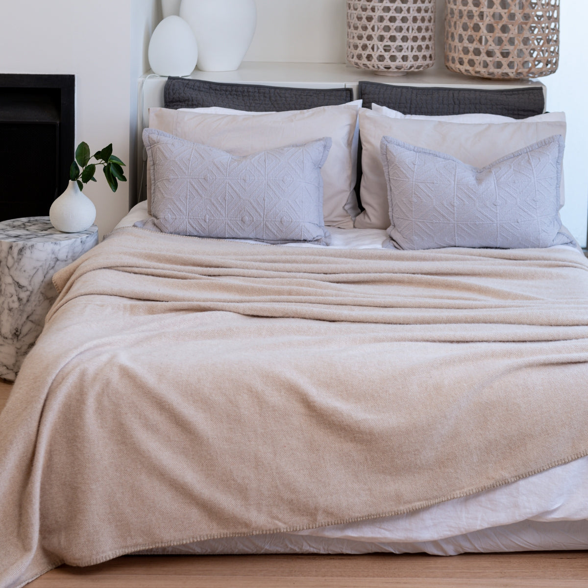Premium Australian Alpaca Wool Blanket Herringbone