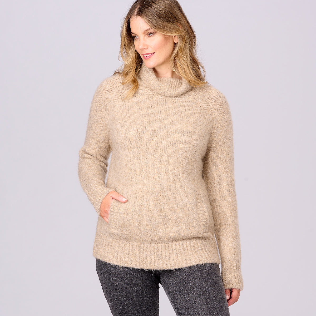 Recycled Yarn Roll Neck Sweater