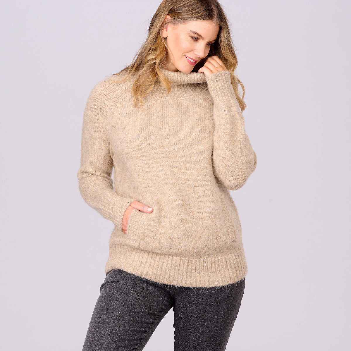 Recycled Yarn Roll Neck Sweater
