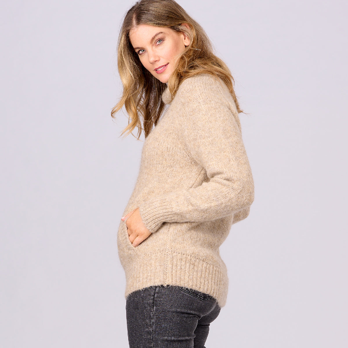Recycled Yarn Roll Neck Sweater