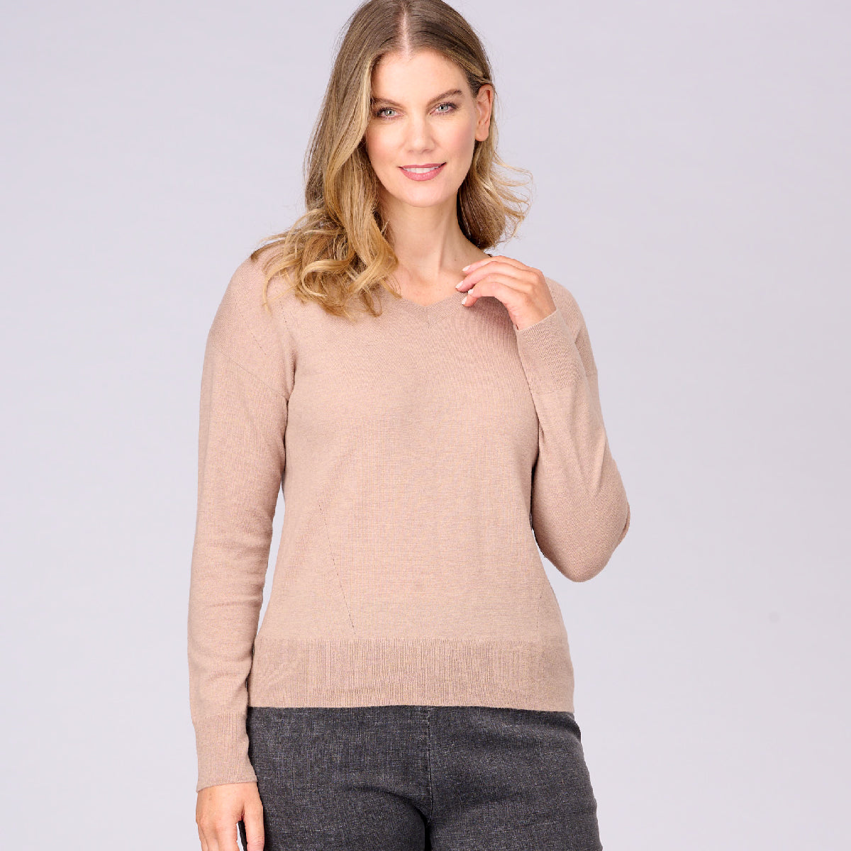 Wool Cashmere V - Neck Sweater