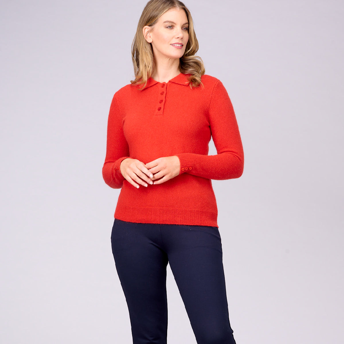 Angora Blend Polo Sweater