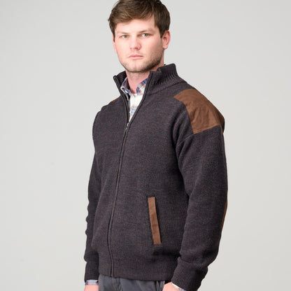 Ansett Zip Cardi Suede Trim