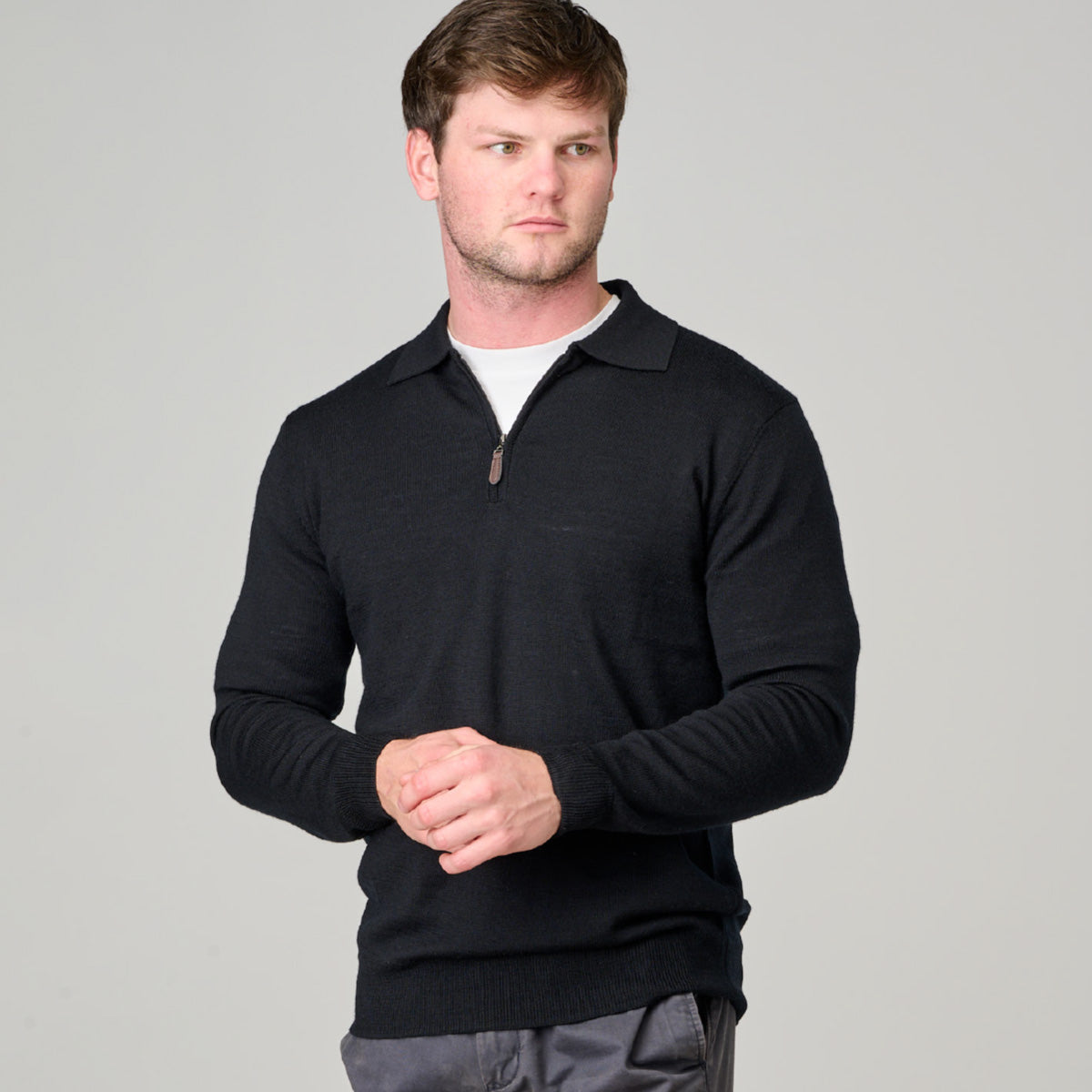 Ansett Merino Wool 1/2 Zip Polo