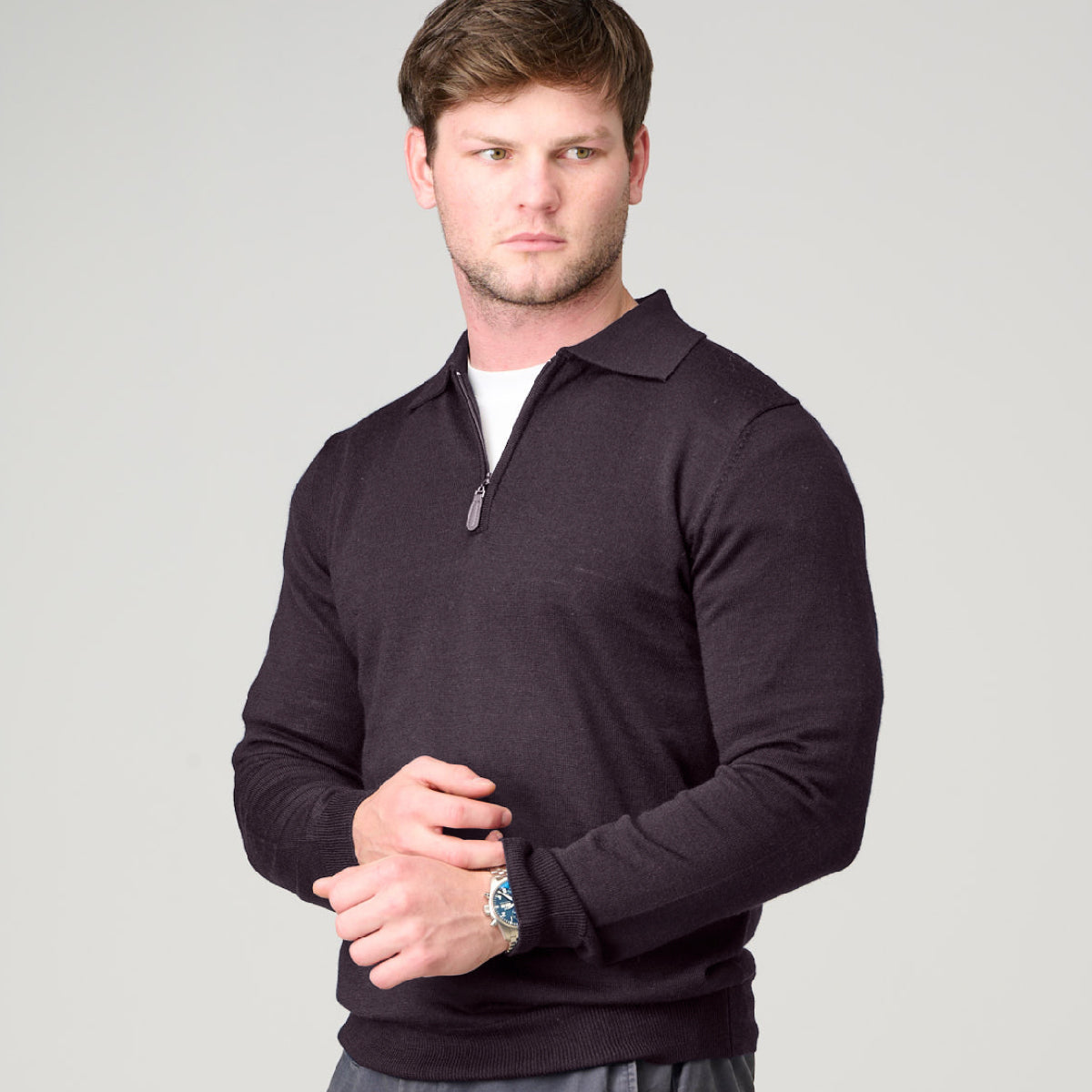 Ansett Merino Wool 1/2 Zip Polo