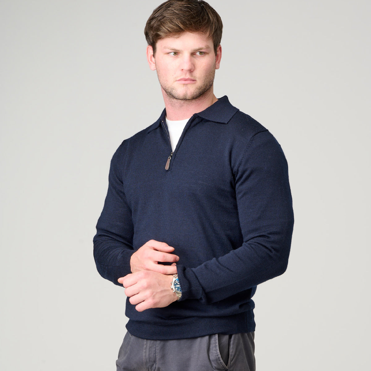 Ansett Merino Wool 1/2 Zip Polo