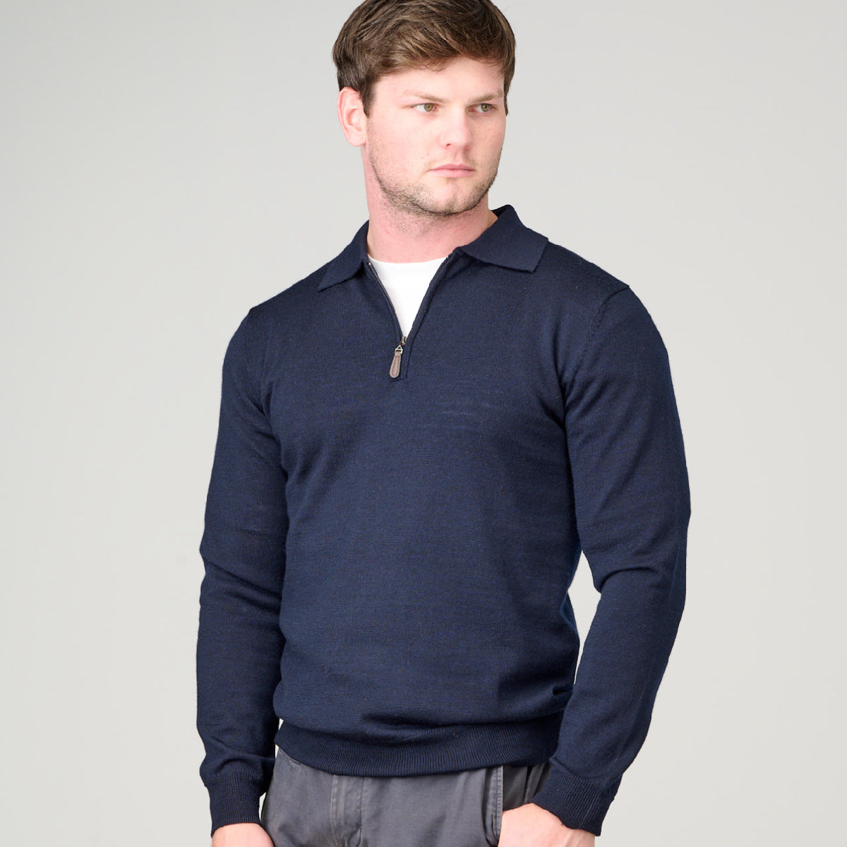 Ansett Merino Wool 1/2 Zip Polo