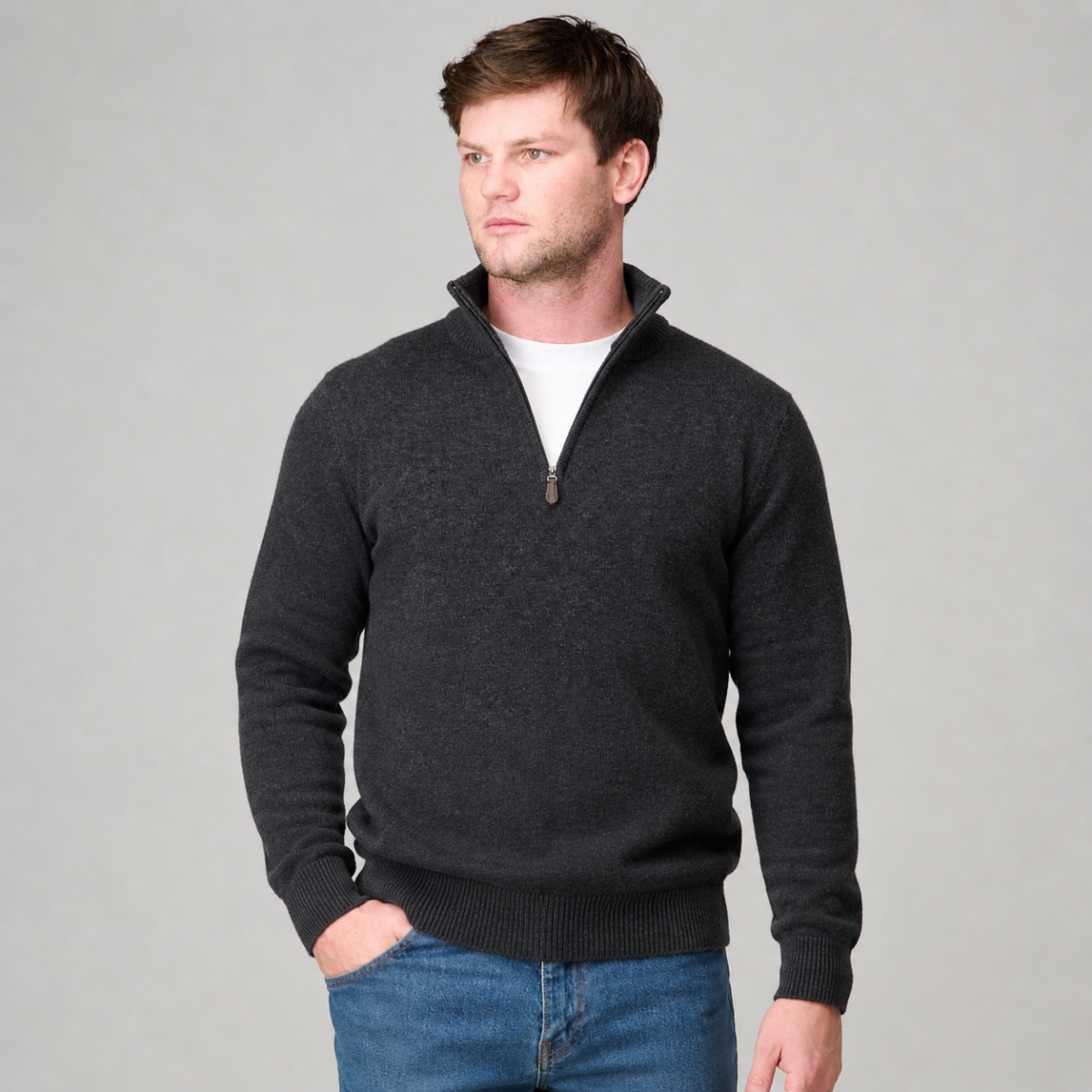 1/2 Zip Mock Turtle Wool/Cashmere Jumper