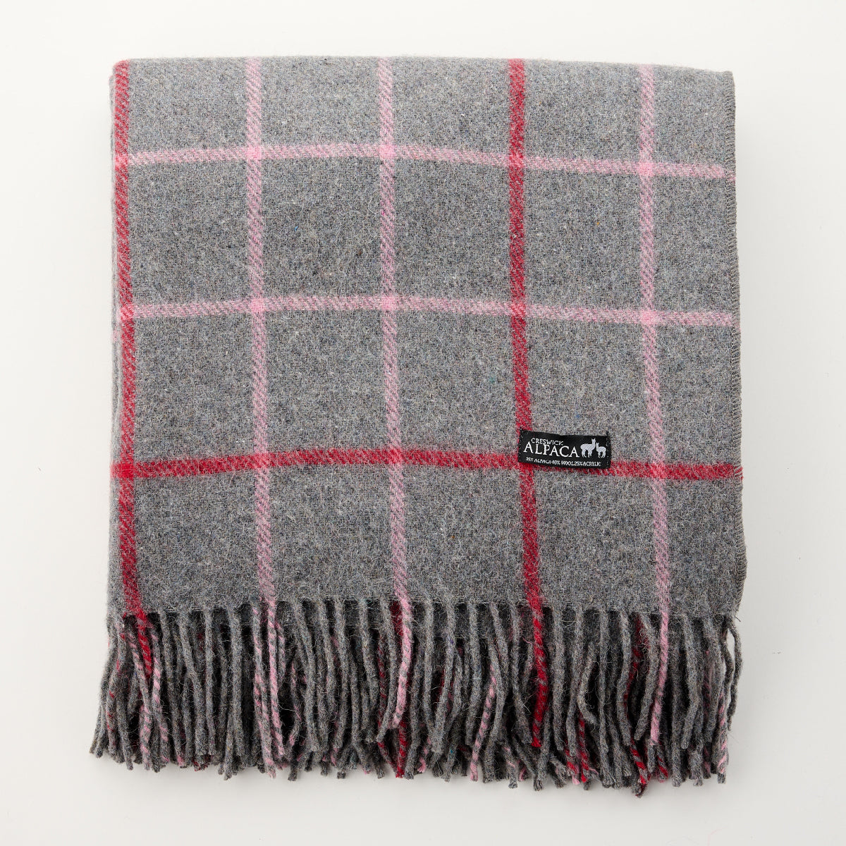 Alpaca Wool Throw Fringe Check
