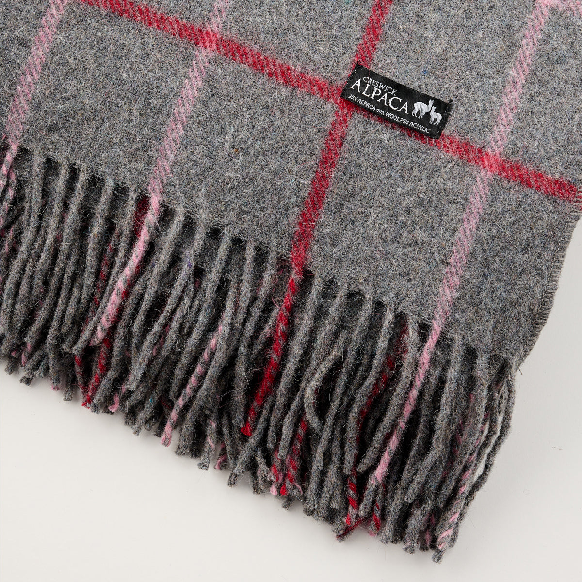 Alpaca Wool Throw Fringe Check