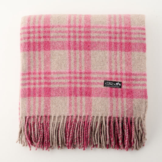 Alpaca Wool Throw Fringe Check