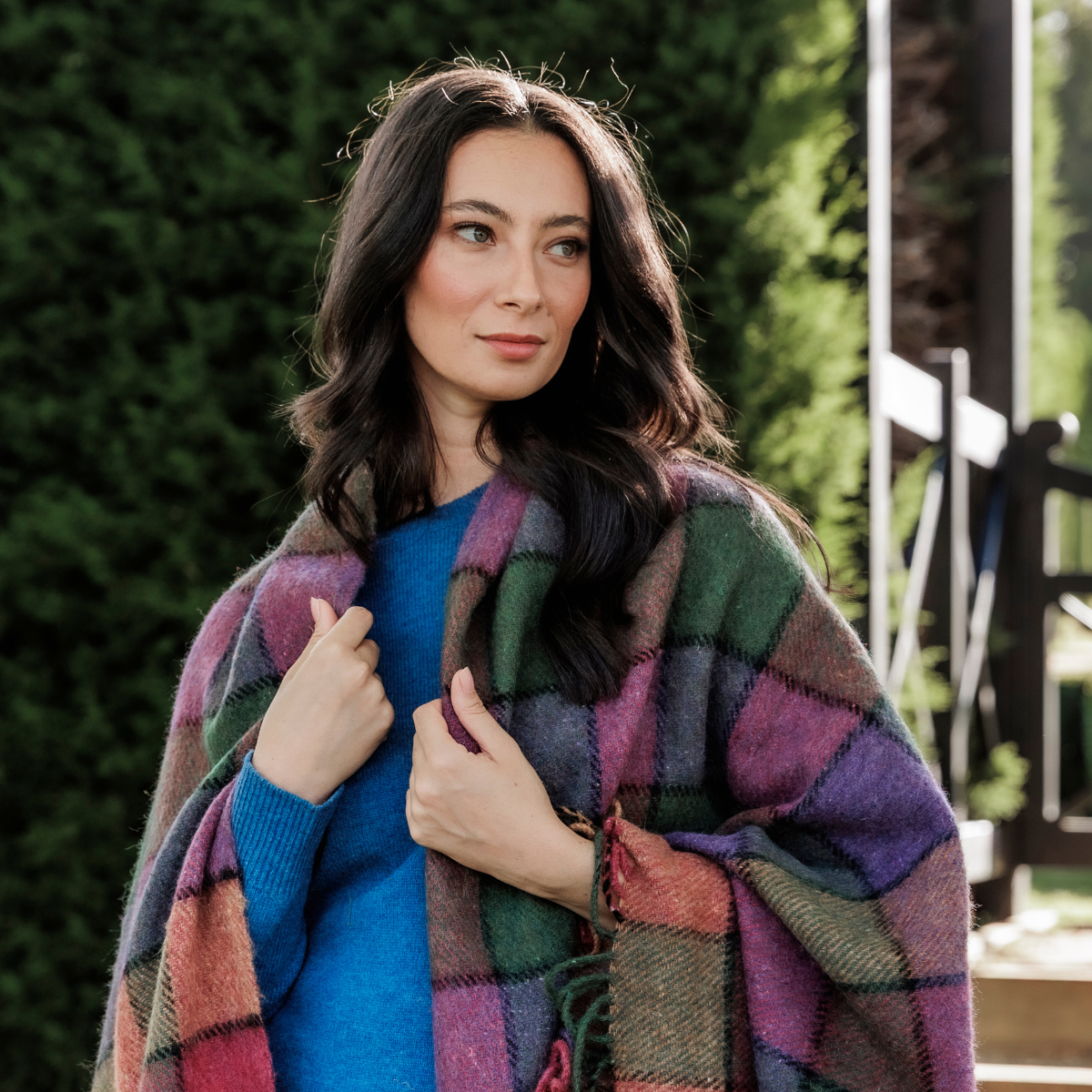 Alpaca Wool Throw Fringe Chess Check