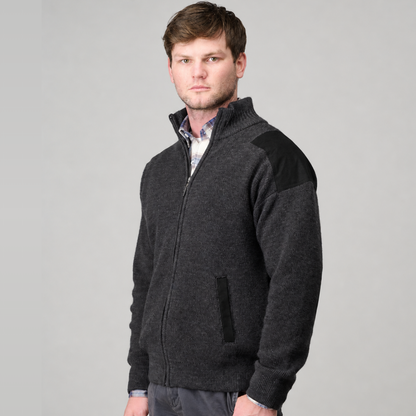 Ansett Zip Cardi Suede Trim