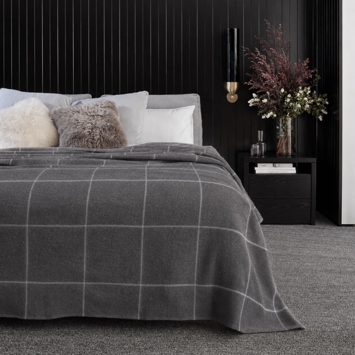 Fine Merino Wool Blanket Check