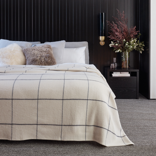 Fine Merino Wool Blanket Check