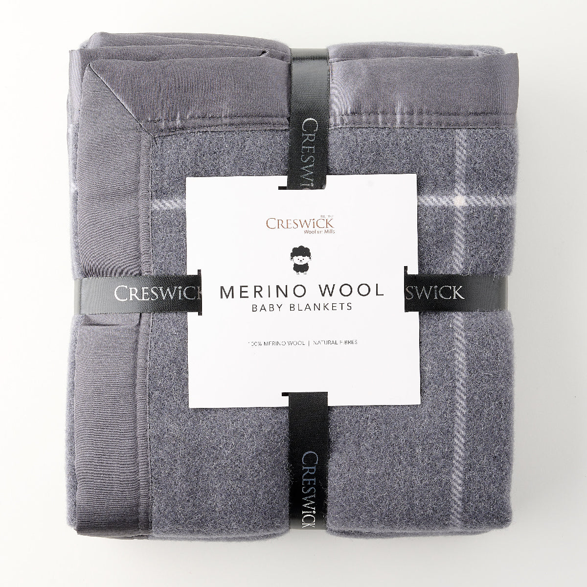 Fine Merino Wool Satin Check Baby Blanket B