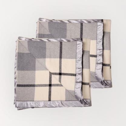 Essential Merino Wool Baby Blanket Check B - 2 Pack