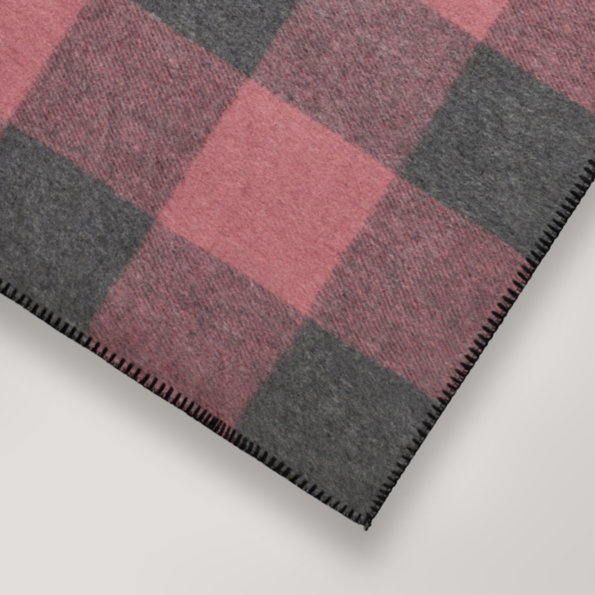 Drover Recycled Wool Picnic Blanket Block Check Blanket Stitch