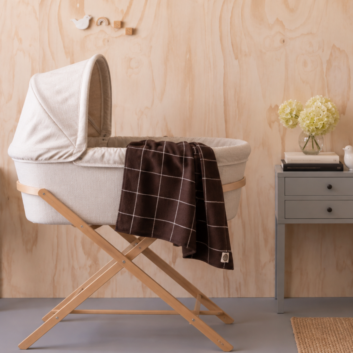 Fine Merino Wool Stitch Check Baby Blanket