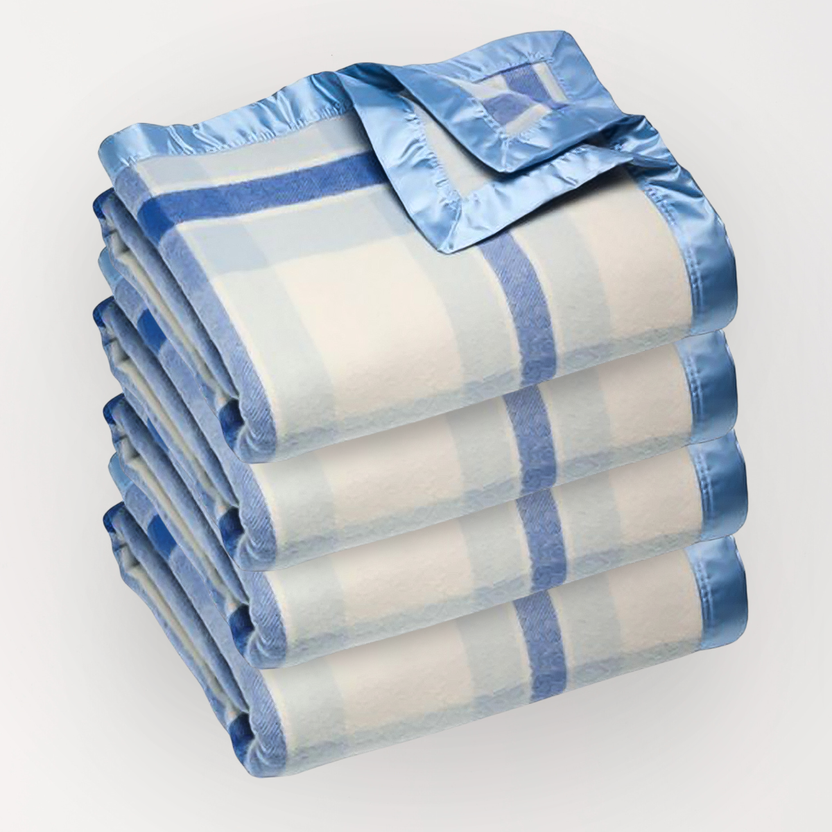 Essential Merino Wool Baby Blanket Check B - 4 Pack